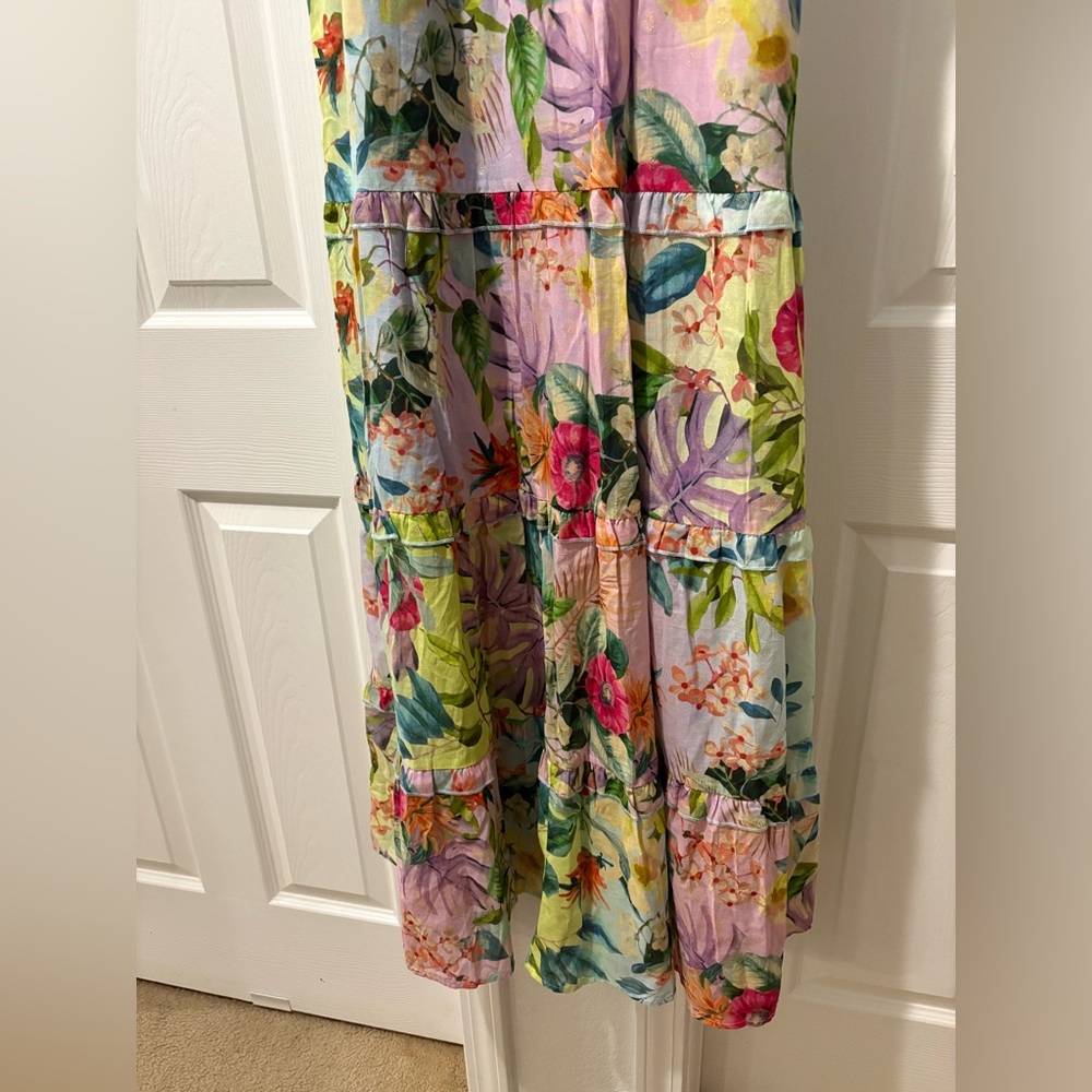 Tribal femme Tiered Floral Dress In Sea Salt. Brand new, women’s size P/S - Picture 10 of 11